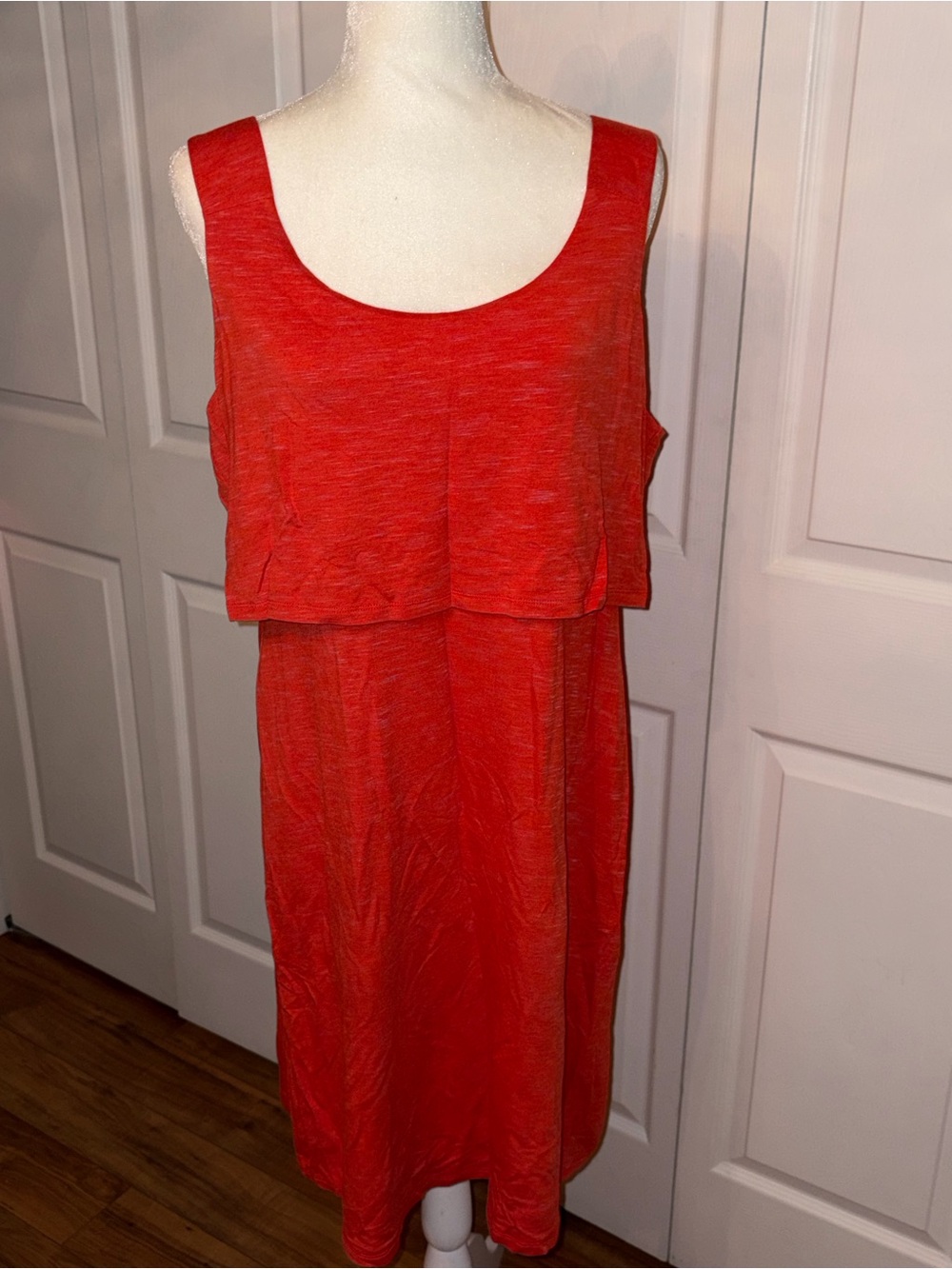 CAbi Weekend Layered Dress Style #5972 – Orange/Coral – Size Large – NWOT